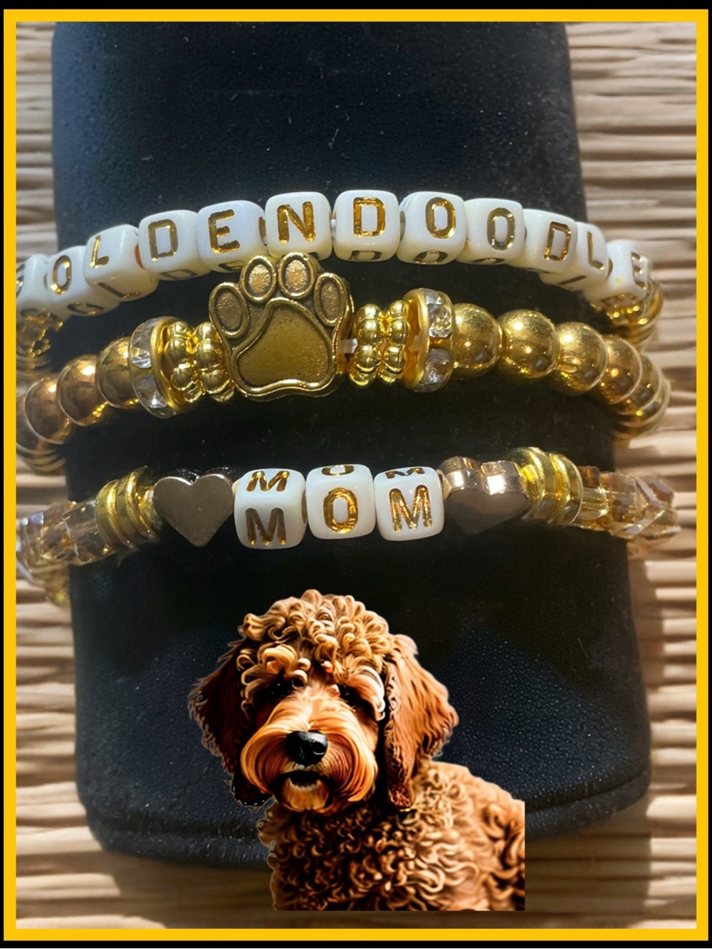 3 piece Goldendoodle Mom Beaded Bracelet Set